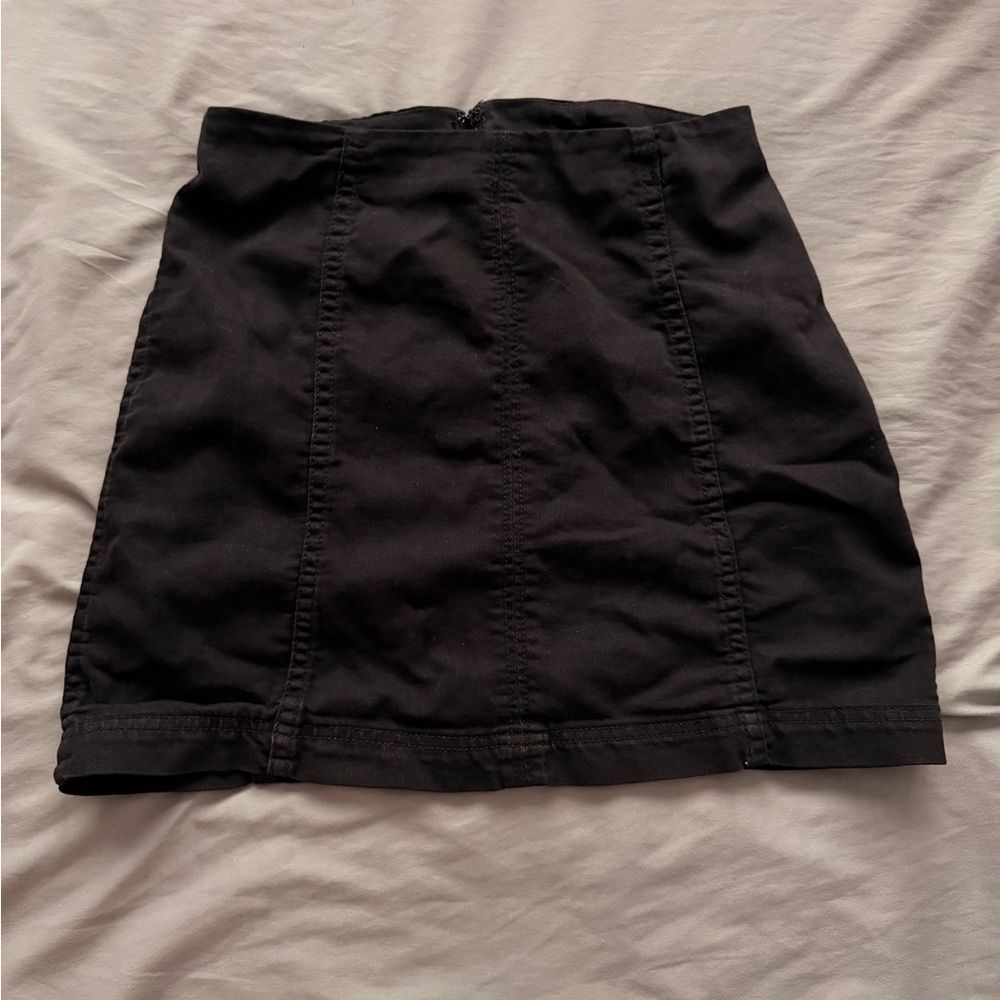 Free People Black Denim Mini Skirt